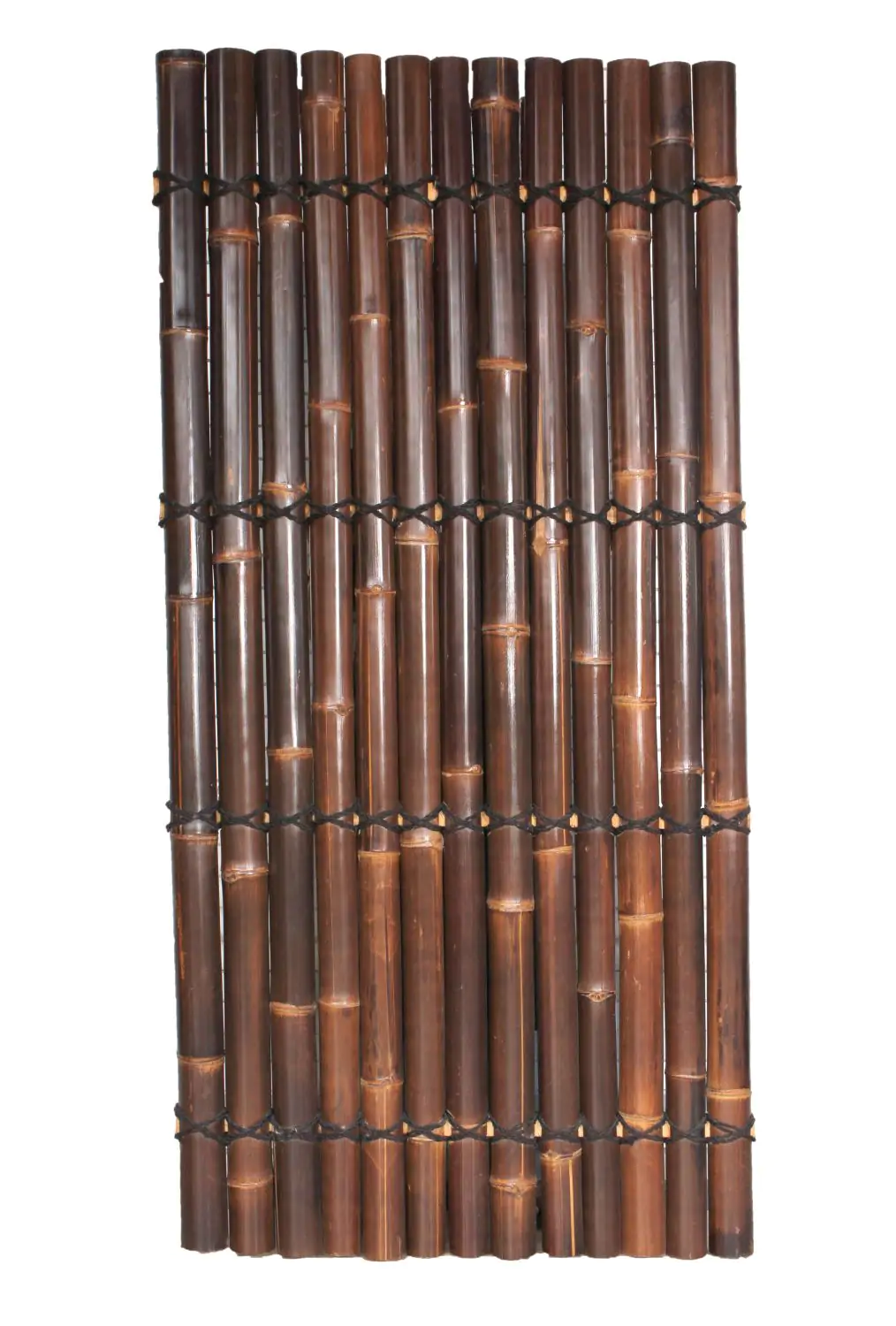  Product image 1 of the product “Bamboo element Model Surabaya, rigid, brown-black (wulung), with decorative rope. Diameter 3-5cm 90 x 180 cm Height. ”